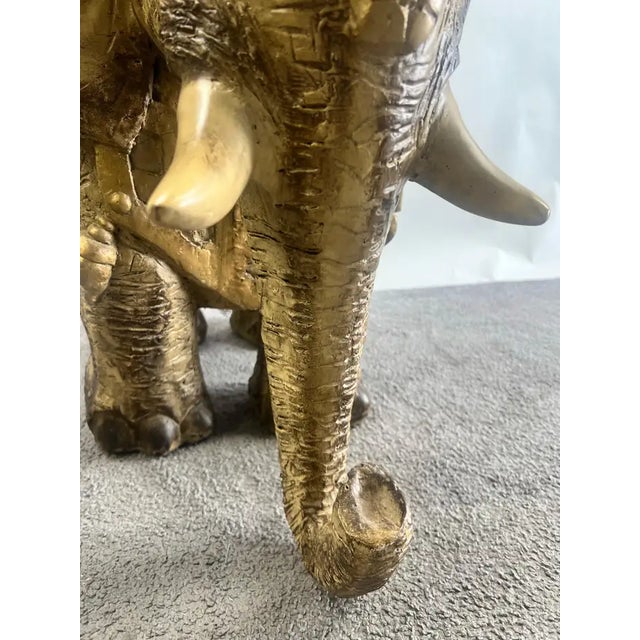 Large Sculptural Elephant Table Base in Carved Resin W Antique Gilt Finish For Sale - Image 10 of 15