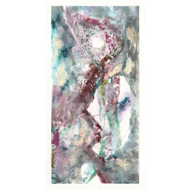 Vibrant and dynamic monoprint by David Stephens (American, 20th Century). Sand (or a similar medium) was used in the...