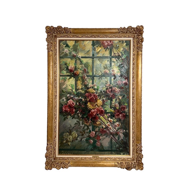 Jean Chaleye, Large Post Impressionist Oil Painting Jean Chaleye, Rose Bouquet Findlay Gallery For Sale In Miami - Image 6 of 13