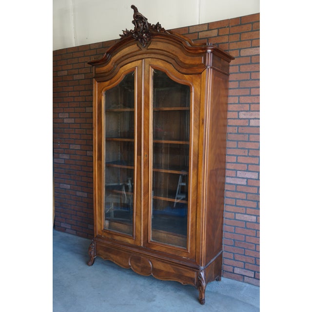 Antique French Rococo Glass Front Armoire For Sale - Image 11 of 11