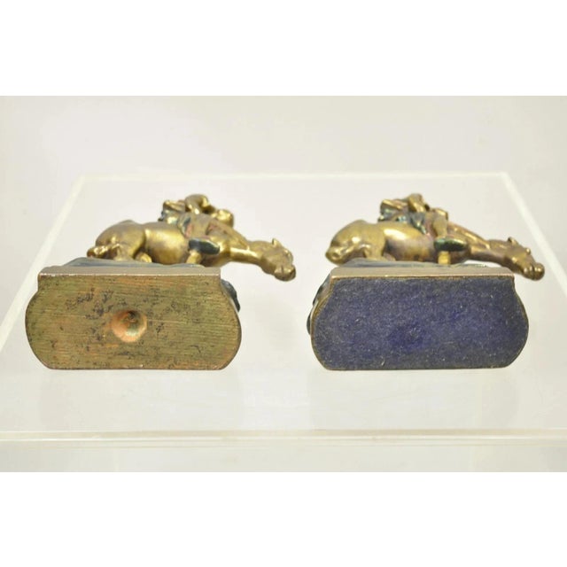 Vintage Bronze Clad 8" End of Trail Indian on Horse Figure Bookends - A Pair For Sale - Image 10 of 12