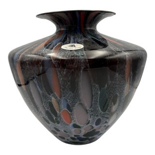 Vintage MCM Murano Style Azzurra Vetreria Artistica Italian Hand Blown Glass Vase For Sale
