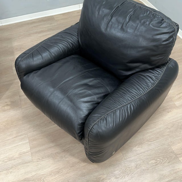 Black Italian Black Leather Lounge Armchairs by Busnelli Piumotto, 1970s, Set of 2 For Sale - Image 8 of 12