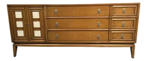 Mid 20th Century Biscay Walnut and Mosaic Dresser by National of Mt. Airy.