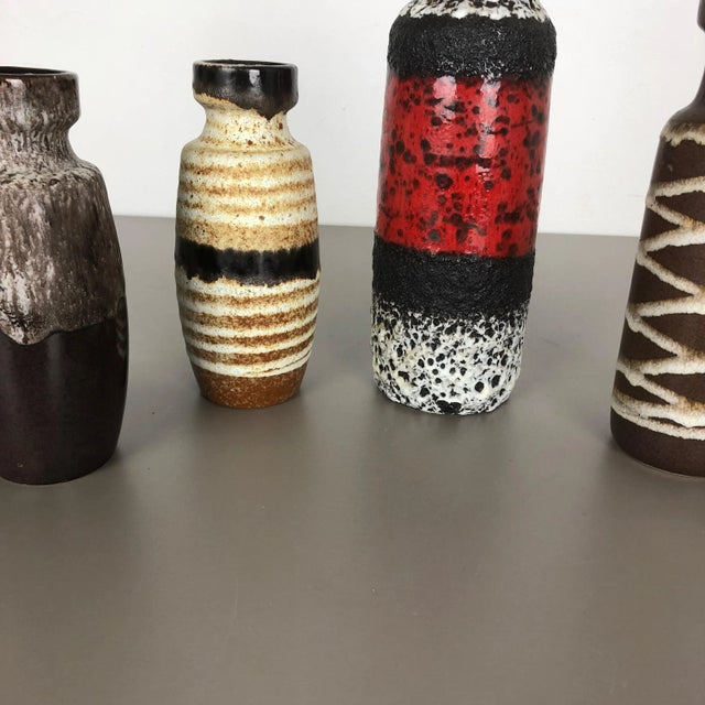 1970s Vintage Multicolor Fat Lava Pottery Vases by Scheurich, Germany, Set of 4 For Sale - Image 5 of 18