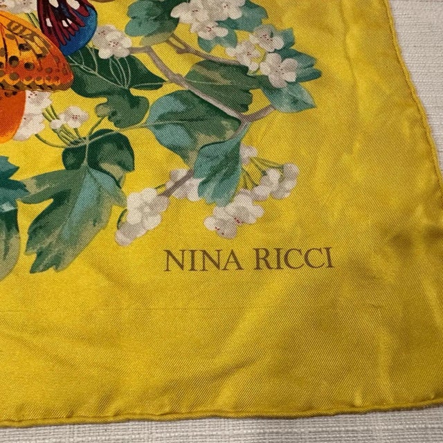 A 1990s Butterflies and Flowers Silk Scarf by Nina Ricci For Sale - Image 6 of 13