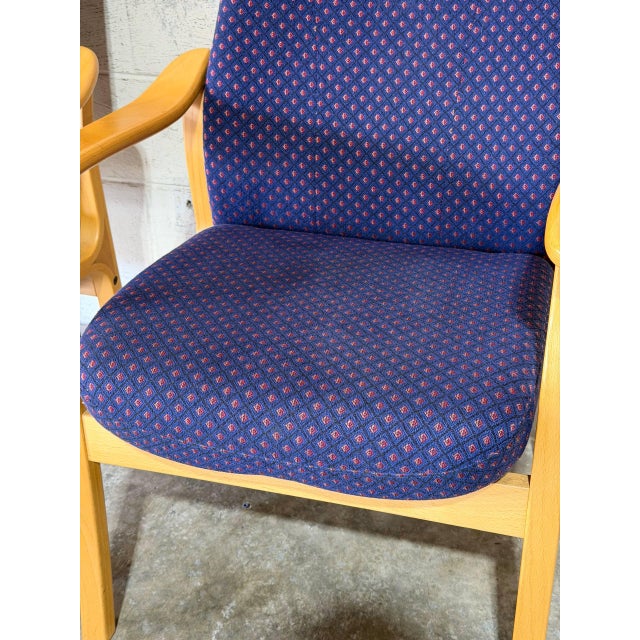 Bentwood High Back Lounge Chairs With Ottoman Set of 3 Vintage Mid-Century Modern 1970s For Sale - Image 4 of 11