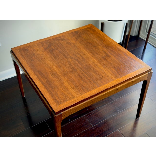Lane Furniture Mid-Century Modern 1963 Lane Furniture Rhythm Walnut & Pecan Lamp Table — MCM Square End Side Coffee Table For Sale - Image 4 of 12