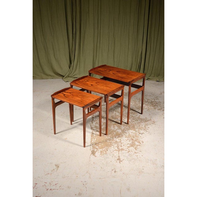 Wood Mid-Century Rosewood Nesting Tables by Domus Danica for Heltborg Møbler, 1960s For Sale - Image 7 of 11