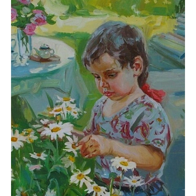 Soviet Children Portraits of Children Oil Painting Original Ukrainian Artist Polyakova M. 90-80 For Sale - Image 4 of 6
