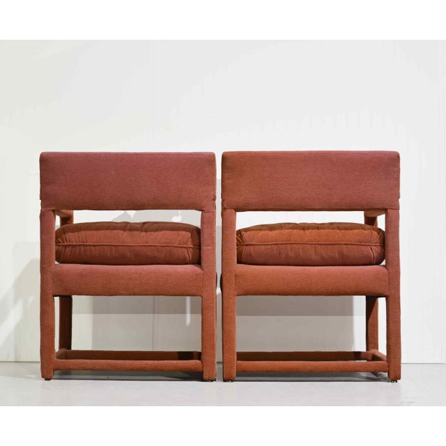 Textile 1970s Hollywood Regency Milo Baughman Style Parsons Geometric Armchairs - Set of 2 For Sale - Image 7 of 9