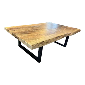 Live Edge Oak Coffee Table – Rustic Modern, Natural Finish