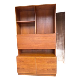 Mid-Century Danish Modern Teak 2-Piece Wall Unit System (Secretary Desk & Media/Storage Credenza Unit) For Sale