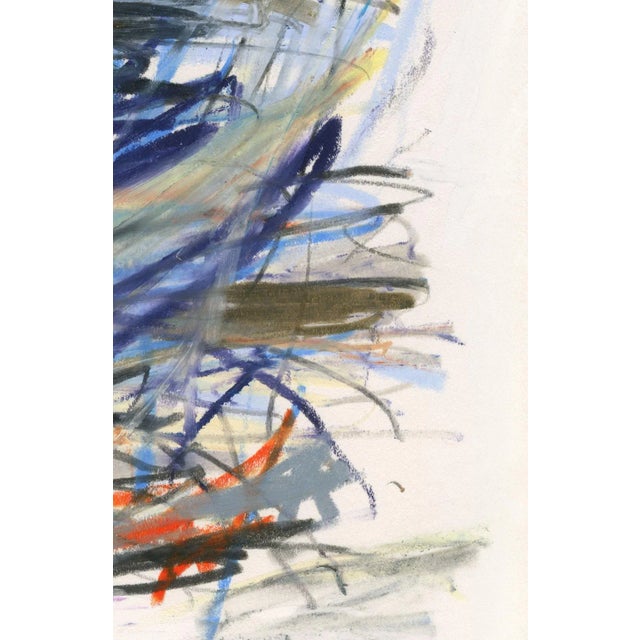 Mid-Century Modern "Blue Notes #13" Expressive Abstract - Unframed 40" X 52" For Sale - Image 3 of 5