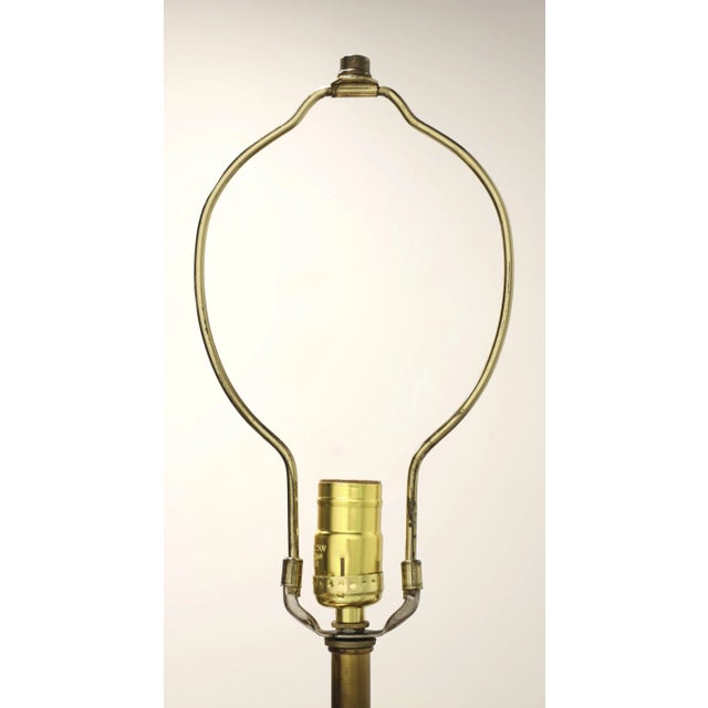 Mid 20th Century 1960's Extra Large Hollywood Regency Green & Gold Metal Table Lamp For Sale - Image 5 of 11