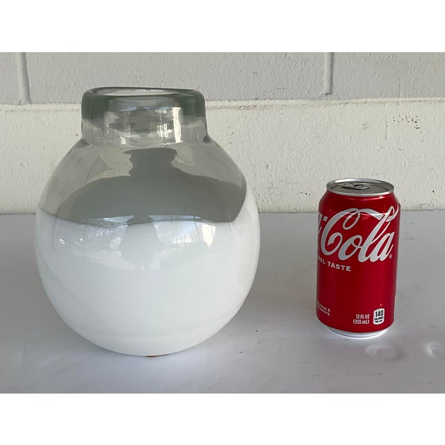 Modern Revelation Modern Gray and White Glass Rondure Vase For Sale - Image 3 of 4