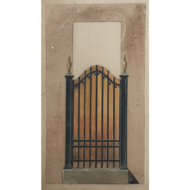 Art Deco Antique French Art Nouveau Architectural Doorway Watercolor Study by C. Koeizner (Framed) For Sale - Image 3 of 6