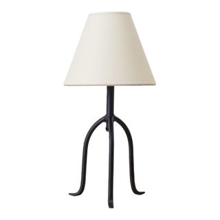 Panoplie Petite Iron Tripod Lamp, Parchment Shade For Sale