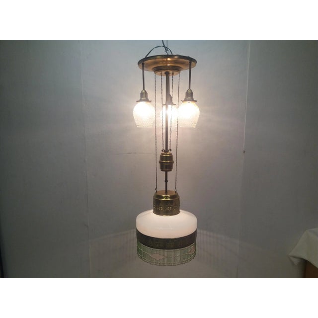 Metal Art Nouveau Pull-Out Chandelier, Czechoslovakia, 1910 For Sale - Image 7 of 9