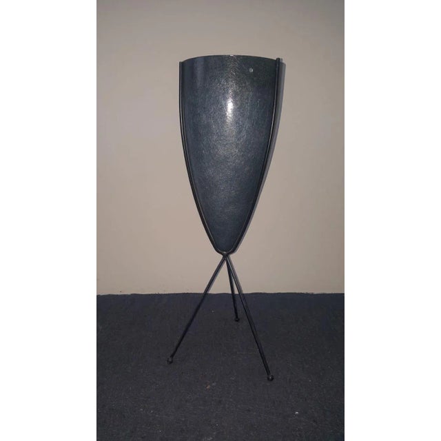 Metal 1950s Zenith Elephant Gray Fiberglass Bullet Planter With Iron Tripod Stand For Sale - Image 7 of 13
