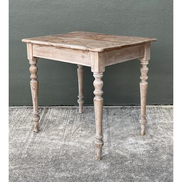 Vintage Primitive Turned Leg Wooden Table For Sale - Image 11 of 12