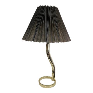 Bass Squiggle Table Lamp With Pleated Shade For Sale