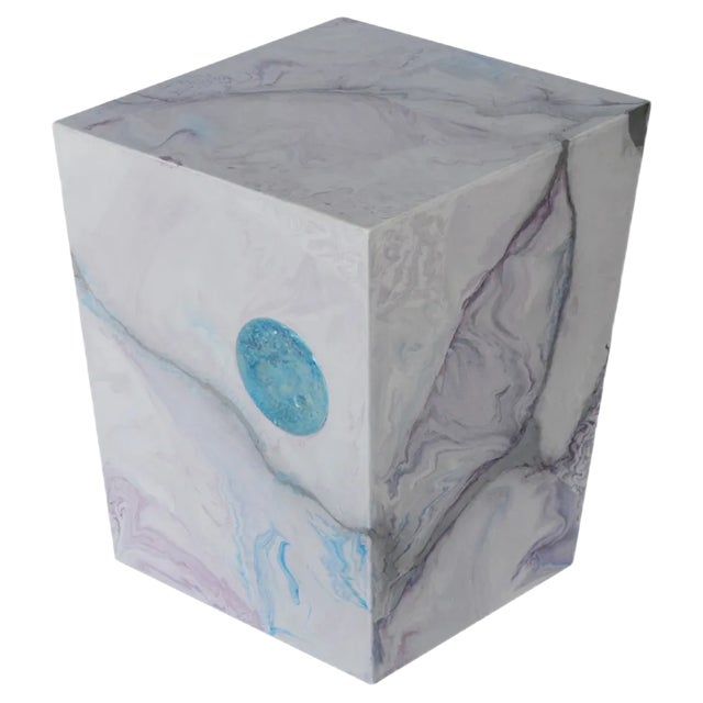 Scagliola Side Table in Pink & Light Blue from Cupioli Luxury Living For Sale