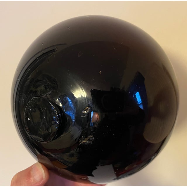 Glass Antique 19th Century American Blown Glass Amber Witch's Ball For Sale - Image 7 of 18