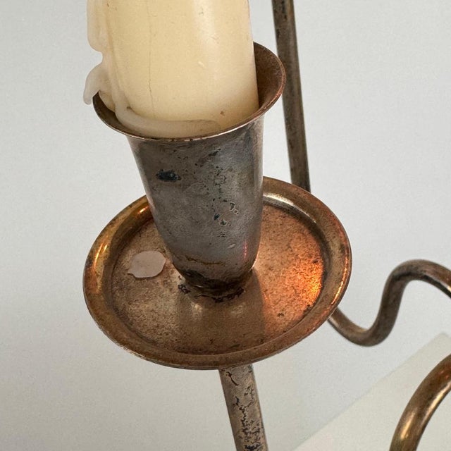 Italian Four-Arm Silverplate Candelabrum with Authentic Patina, 1930s For Sale - Image 9 of 11