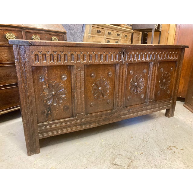18th Century English Oak Coffer Blanket Chest For Sale - Image 11 of 11