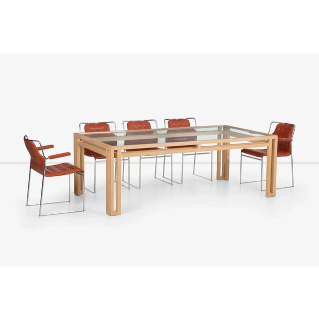 Billy Baldwin Oak and Glass Dining Table For Sale In Chicago - Image 6 of 12