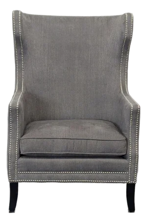 Bernhardt Kingston Gray High Back Lounge Chair With Nailhead Trim