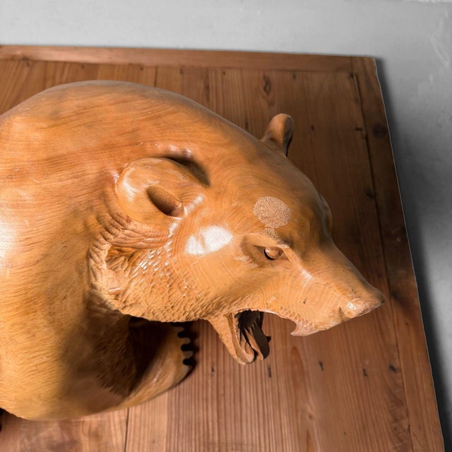 Hand-Carved Ainu Wooden Bear from Hokkaido, 1970s For Sale - Image 4 of 14
