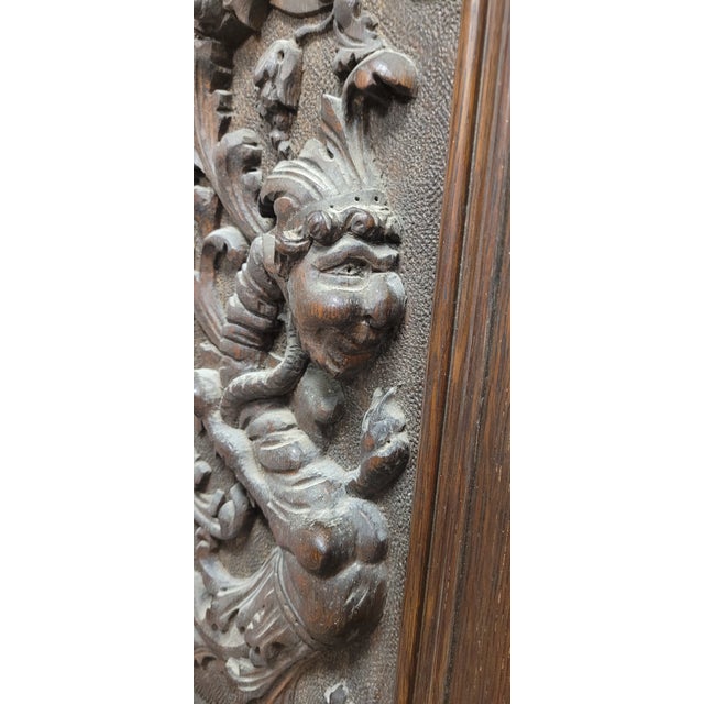 Pair Antique Ornately Carved Lion Panels For Sale - Image 4 of 13