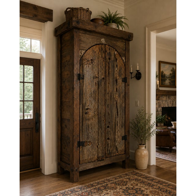 Rustic Wooden Armoire For Sale - Image 4 of 4