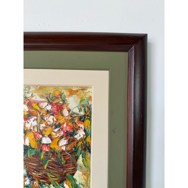 Vintage Impressionist Style Still Life Oil on Masonite Painting, Signed For Sale In Miami - Image 6 of 11