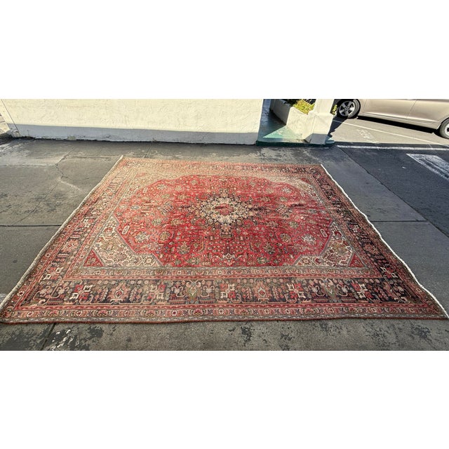 9ft 6in × 12ft 7in Persian Tabriz Hand-Knotted Wool Area Rug For Sale In San Francisco - Image 6 of 11