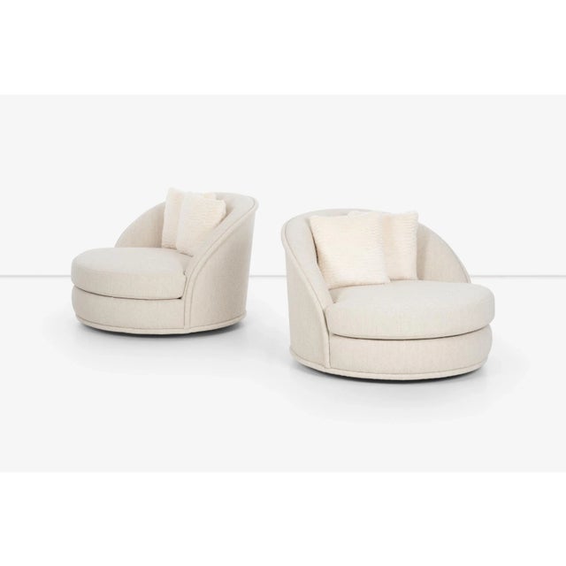 1960s Milo Baughman Style Oversized Swivel Lounge Chairs by Directional - A Pair For Sale - Image 5 of 12