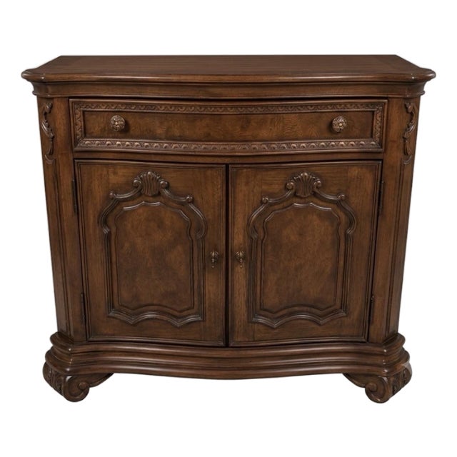 A Vintage Drexel Heritage French Provincial Style Wooden Door Nightstand For Sale