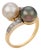 1910s Edwardian Natural Pearl Diamond 18k Yellow Gold Toi Et Moi Ring, Size 6.75 For Sale