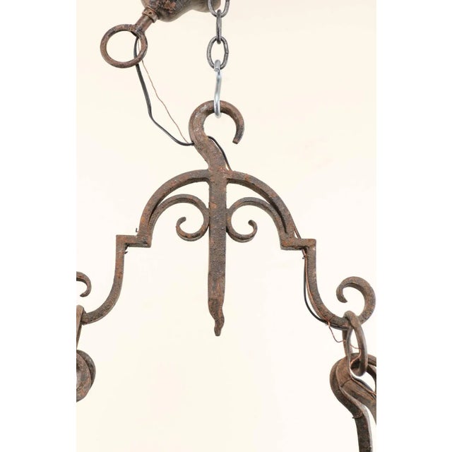Mid 20th Century Mid 20th Century French Forged Iron Chandelier For Sale - Image 5 of 11