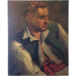 1920s Douglas Worsten muted Oil Painting of Fair Haired Man For Sale