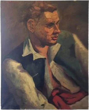 1920s Douglas Worsten muted Oil Painting of Fair Haired Man