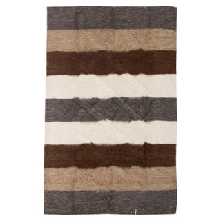 Taurus Collection Modern Striped Goat Hair Rug by Doris Leslie Blau For Sale