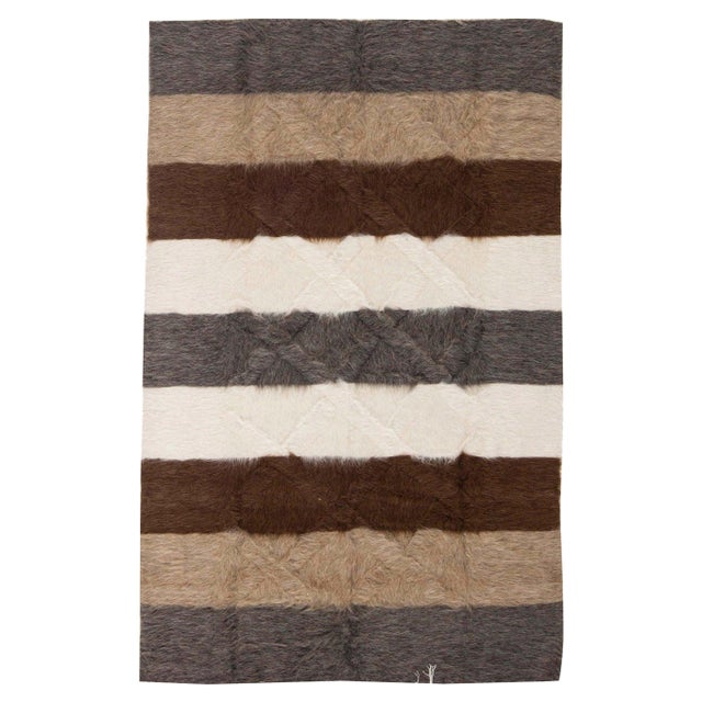 Taurus Collection Modern Striped Goat Hair Rug by Doris Leslie Blau For Sale