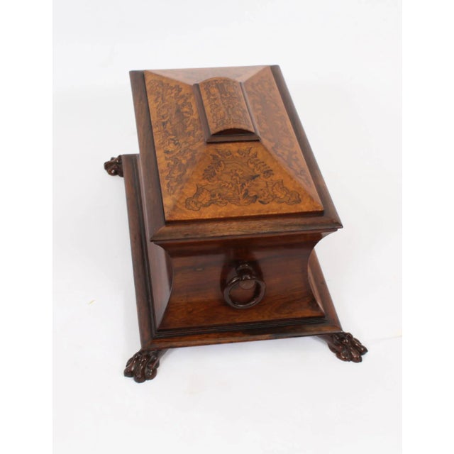 Brown 19th Century George IV Gonçalo Alves & Amboyna Marquetry Tea Caddy, 1825 For Sale - Image 8 of 18