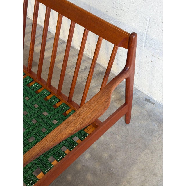Teak Black 3 Seater Sofa Couch Mid Century Modern Wooden Living Room Lounge Denmark 1960s For Sale - Image 9 of 15