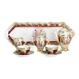 Tête-À-Tête Tea Service in Porcelain Royal Vienna, 1800s, Set of 8 For Sale