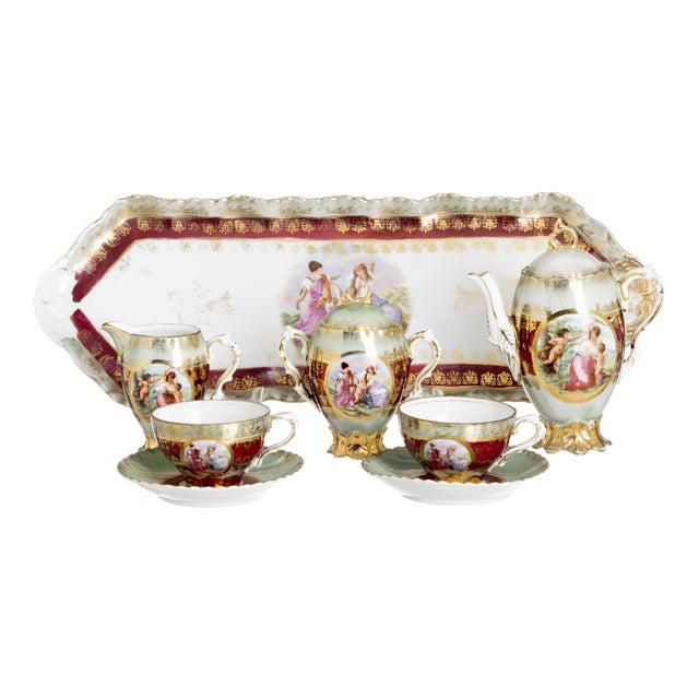 Tête-À-Tête Tea Service in Porcelain Royal Vienna, 1800s, Set of 8 For Sale