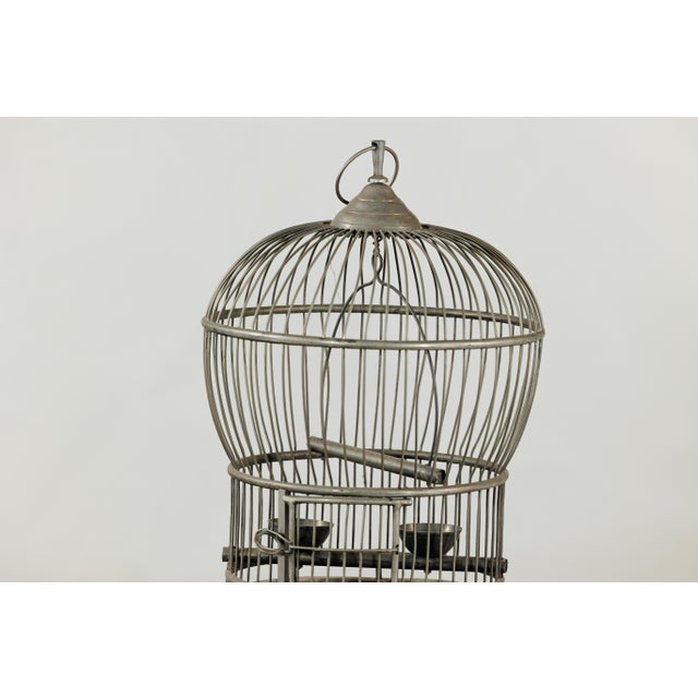 Metal Antique Indian Brass Bird Cage with Montgolfière Form and Pierced Feet For Sale - Image 7 of 18